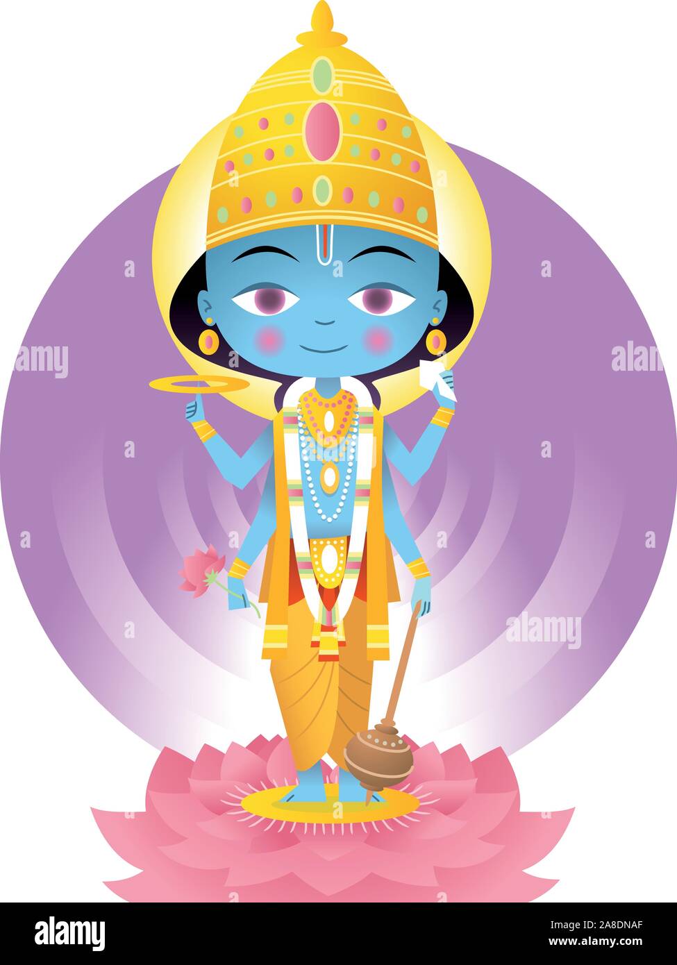 Hindugottes Vishnu Cartoon Illustration Stock Vektor Hindugottes Vishnu Cartoon Illustration Stock Vektor