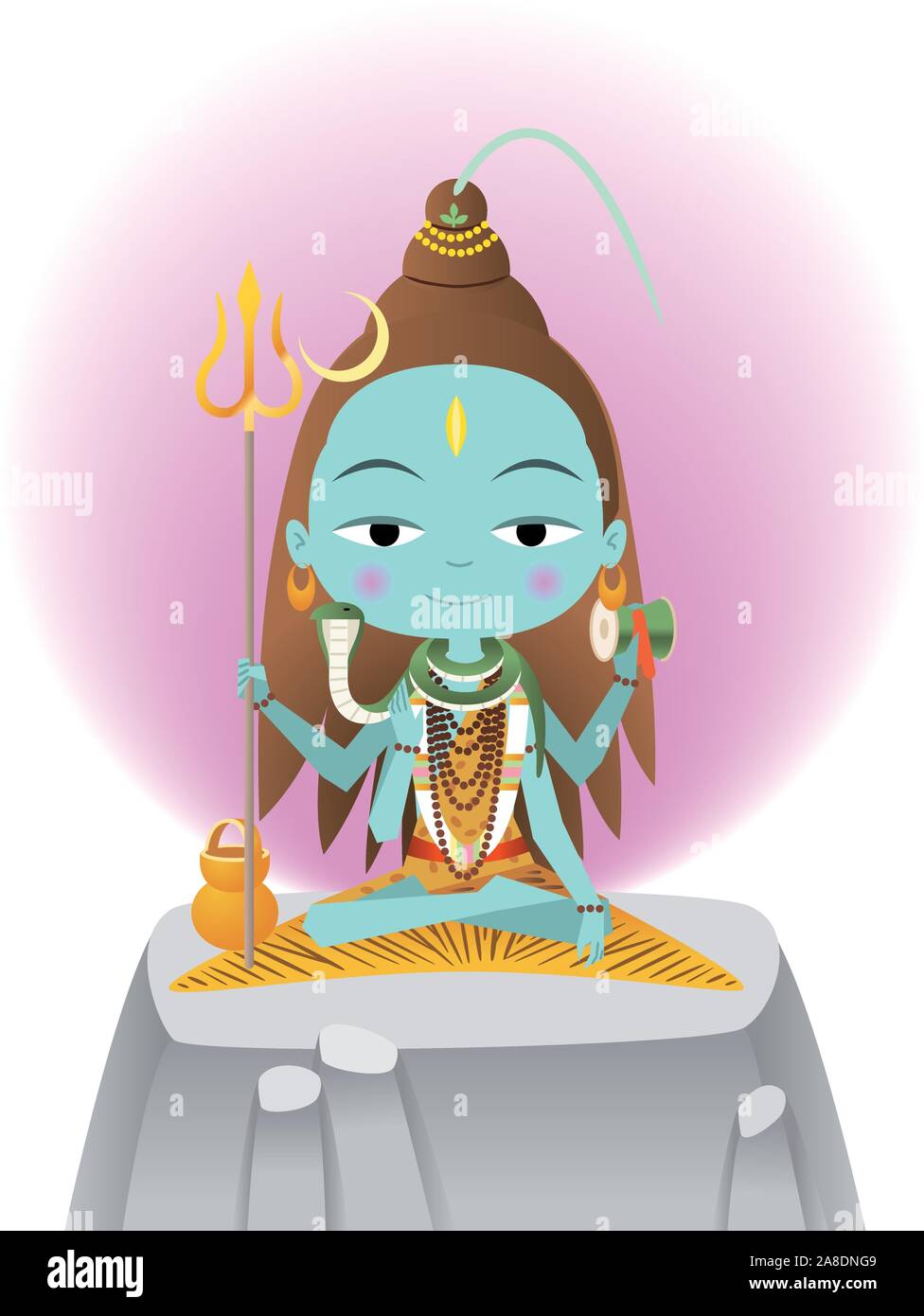 Shiva ist einer der wichtigsten hinduistischen Gottheit, und der Zerstörer oder Transformator unter den Trimurti, die hinduistische Dreifaltigkeit des primären Aspekte des Göttlichen. Stock Vektor