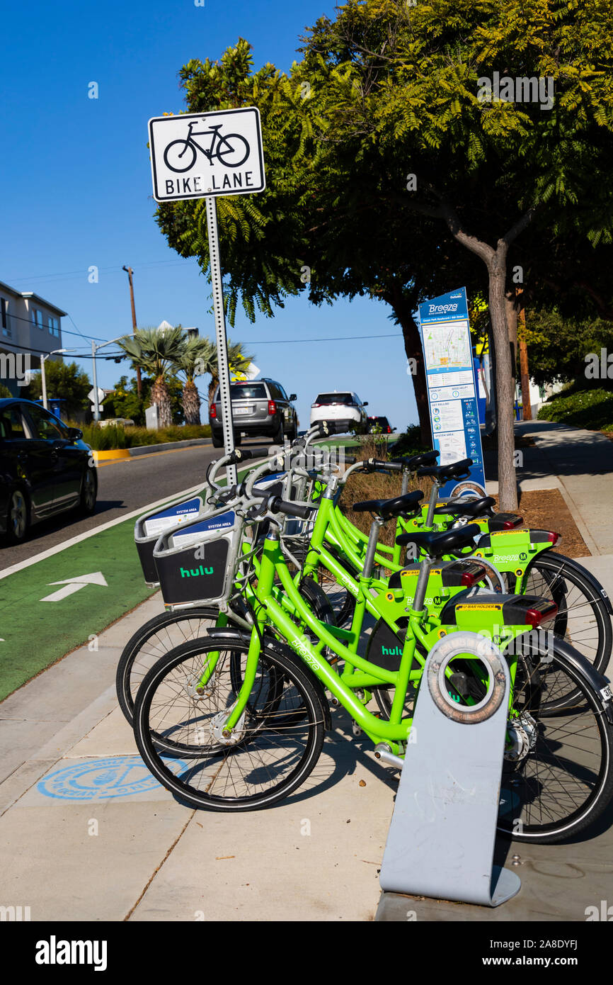 Breeze bike Drop off Point, Ocean Park BlvdSanta Monica, Los Angeles County, Kalifornien, Vereinigte Staaten von Amerika Stockfoto