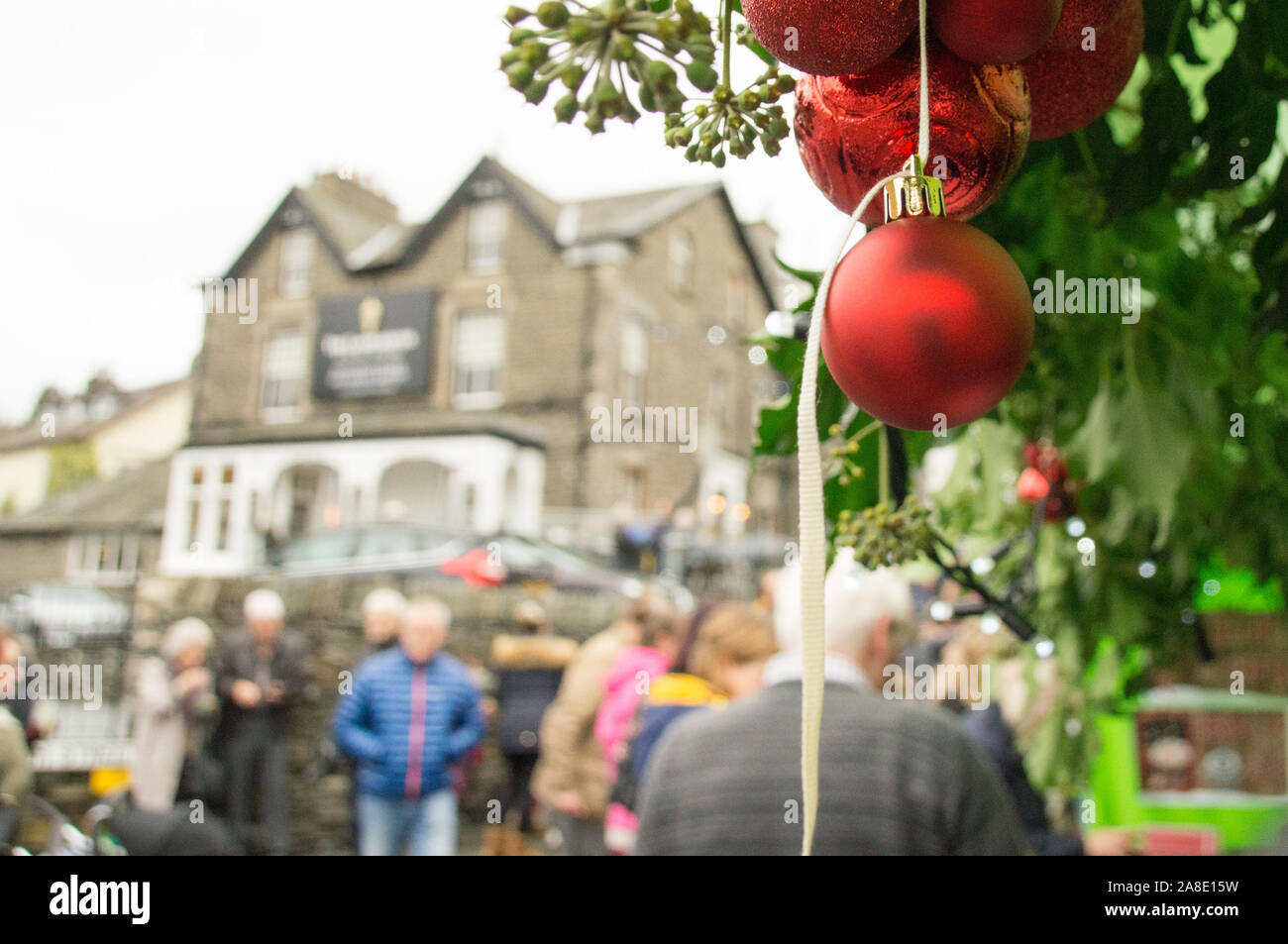 Windermere Weihnachtsfeier 2016 an der Victoria Street, Windermere Stockfoto