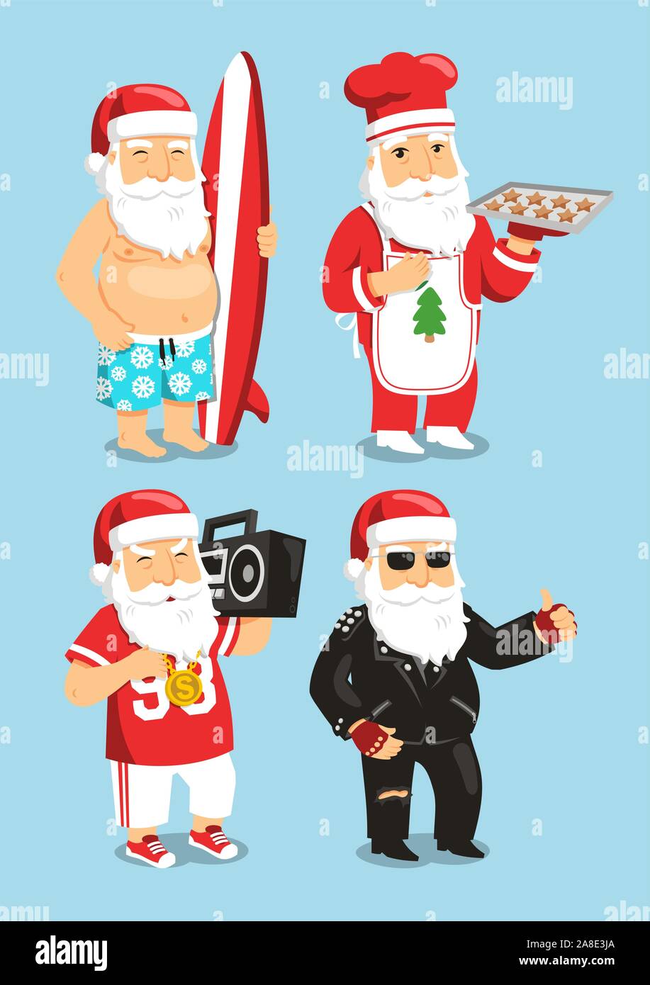 Weihnachtsmann Cartoon in Kostüme Stock Vektor