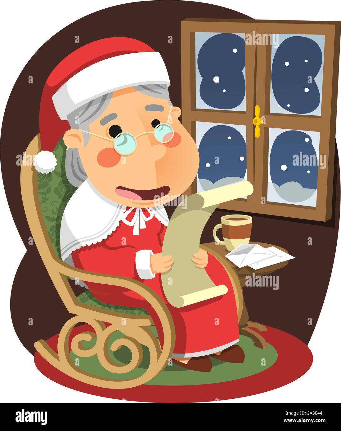 Frau Claus Mutter Santa Weihnachten, Vector Illustration Cartoon. Stock Vektor
