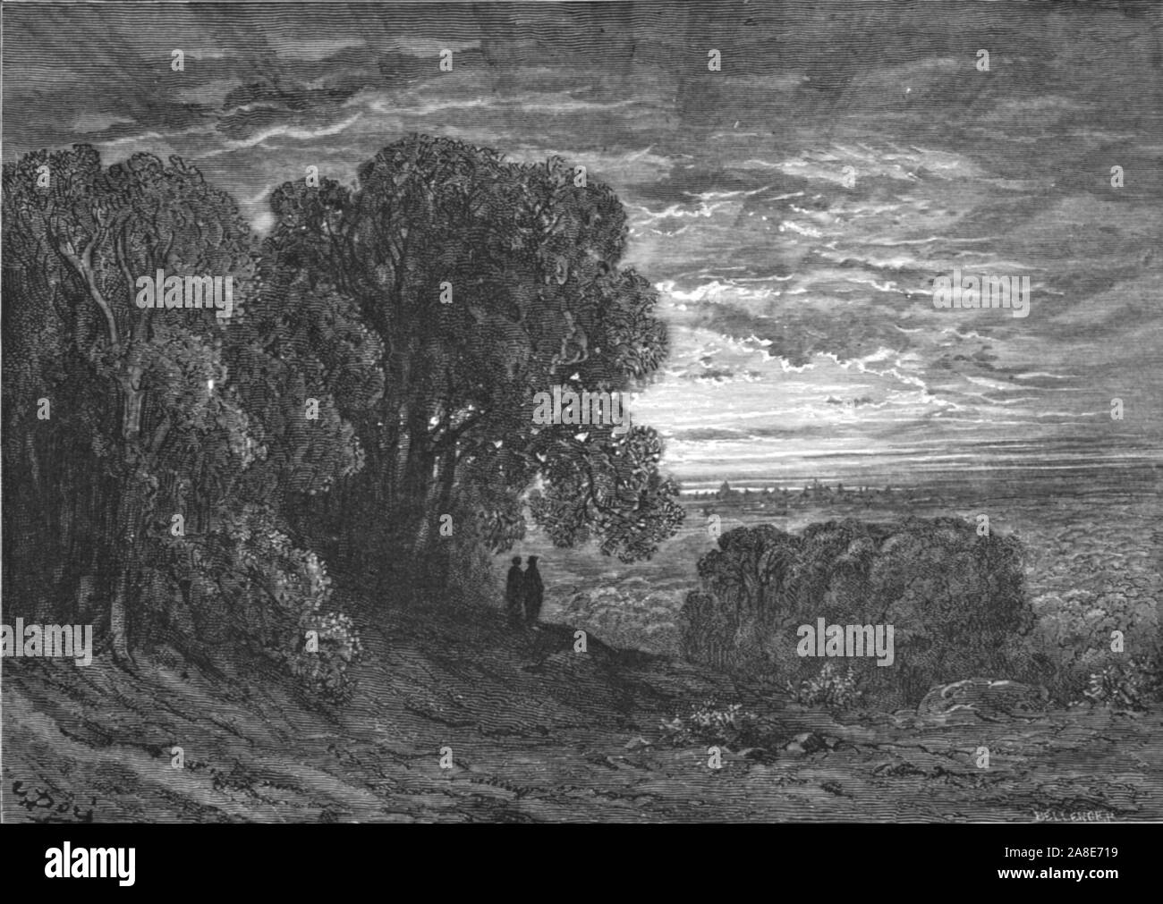 "Die beiden Pilger auf Highgate', 1872. Bis in die späten viktorianischen Zeiten, Highgate war ein eindeutiger Dorf außerhalb von London. Von "IN LONDON. Eine Pilgerreise" von Gustave Dore und Blanchard Jerrold. [Grant und Co., 72-78, Turnmill Street, E.C., 1872]. Stockfoto