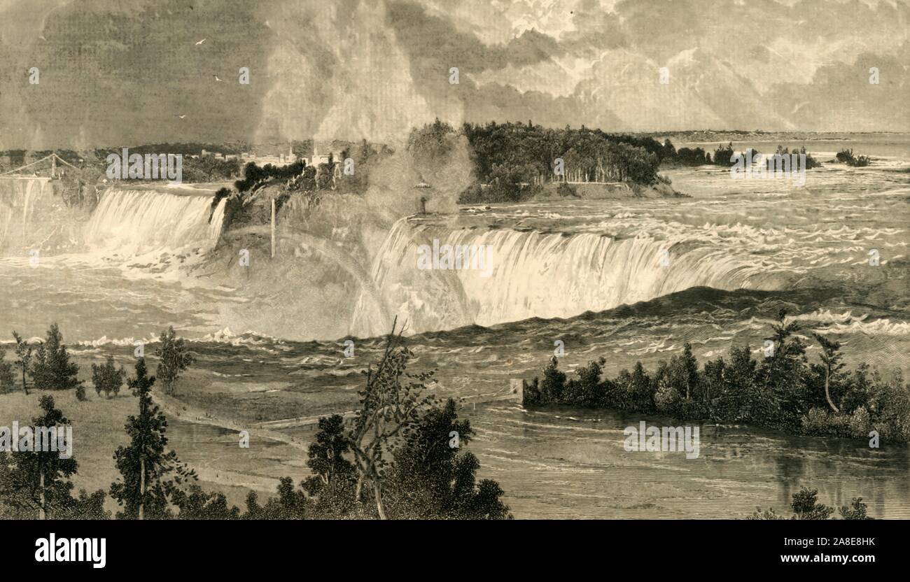 "Niagara", 1872. Blick auf die Niagarafälle an der Grenze zwischen Kanada und den USA. Frontispiz "Malerischen Amerika; oder, in das Land, in der wir leben. , Vol. I", von William Cullen Bryant bearbeitet werden. [D. Appleton und Company, New York, c 1870] Stockfoto