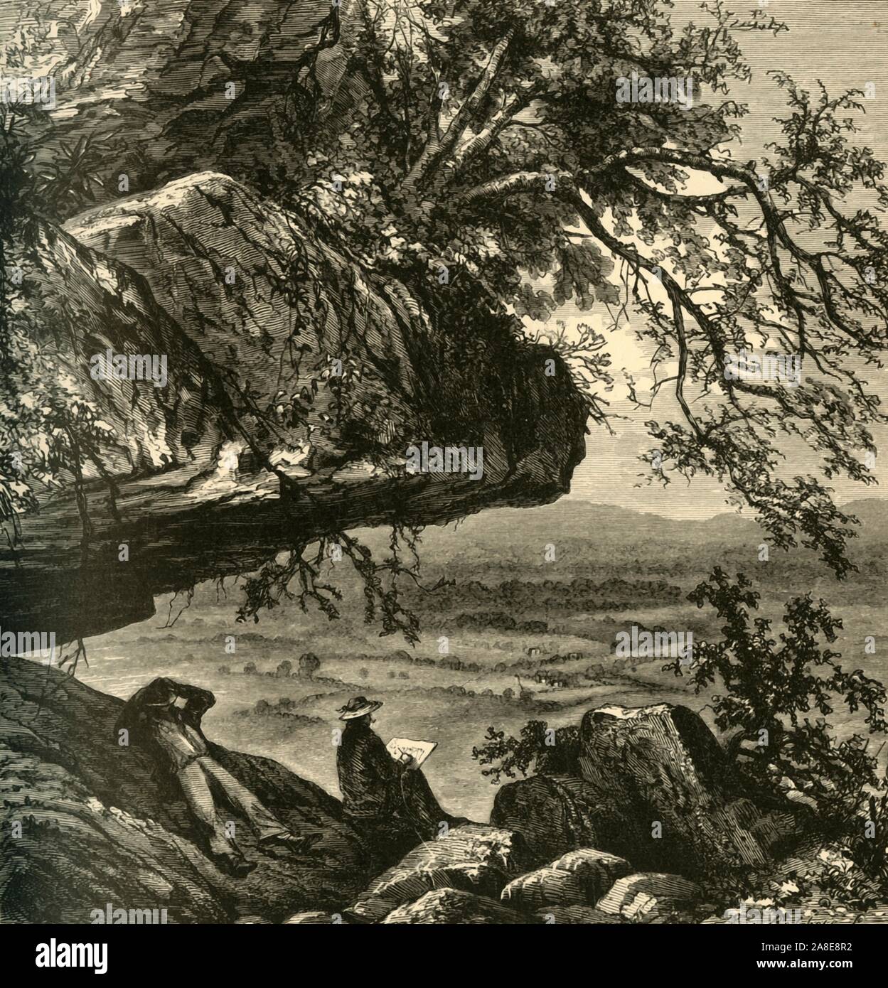 'Maryland Heights", 1872. Artist skizzieren die Aussicht von einem Felsvorsprung, Maryland, USA. Von "Malerische Amerika; oder, in das Land, in der wir leben, eine Abgrenzung durch Kugelschreiber und Bleistift auf die Berge, Flüsse, Seen... mit Abbildungen auf Stahl und Holz von bedeutenden amerikanischen Künstlern" Bd. I, herausgegeben von William Cullen Bryant. [D. Appleton und Company, New York, 1872] Stockfoto