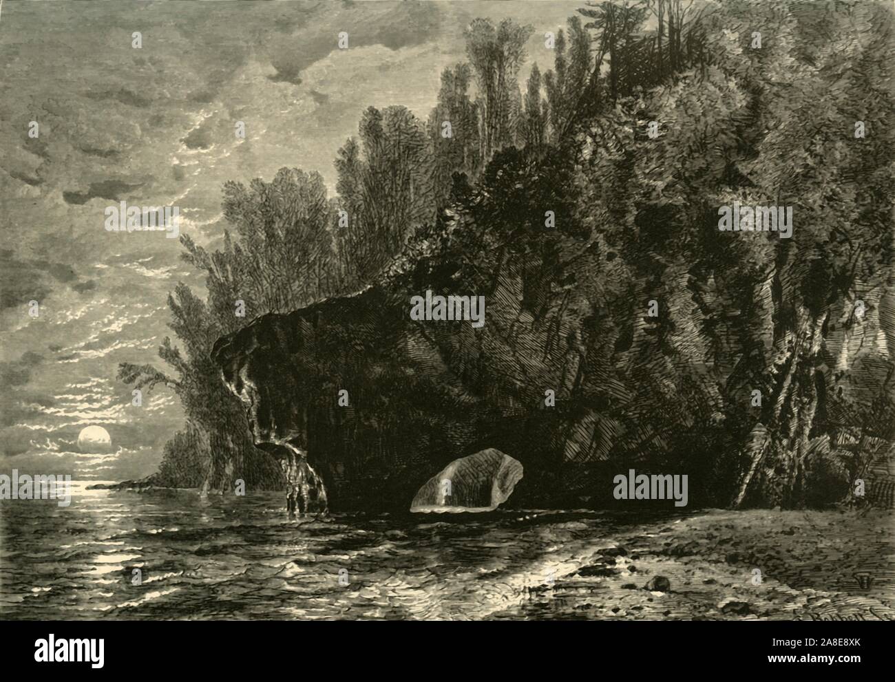 "Spirit", 1872. Rock arch am Ufer des Lake Superior, USA. Von "Malerische Amerika; oder, in das Land, in der wir leben, eine Abgrenzung durch Kugelschreiber und Bleistift auf die Berge, Flüsse, Seen... mit Abbildungen auf Stahl und Holz von bedeutenden amerikanischen Künstlern" Bd. I, herausgegeben von William Cullen Bryant. [D. Appleton und Company, New York, 1872] Stockfoto