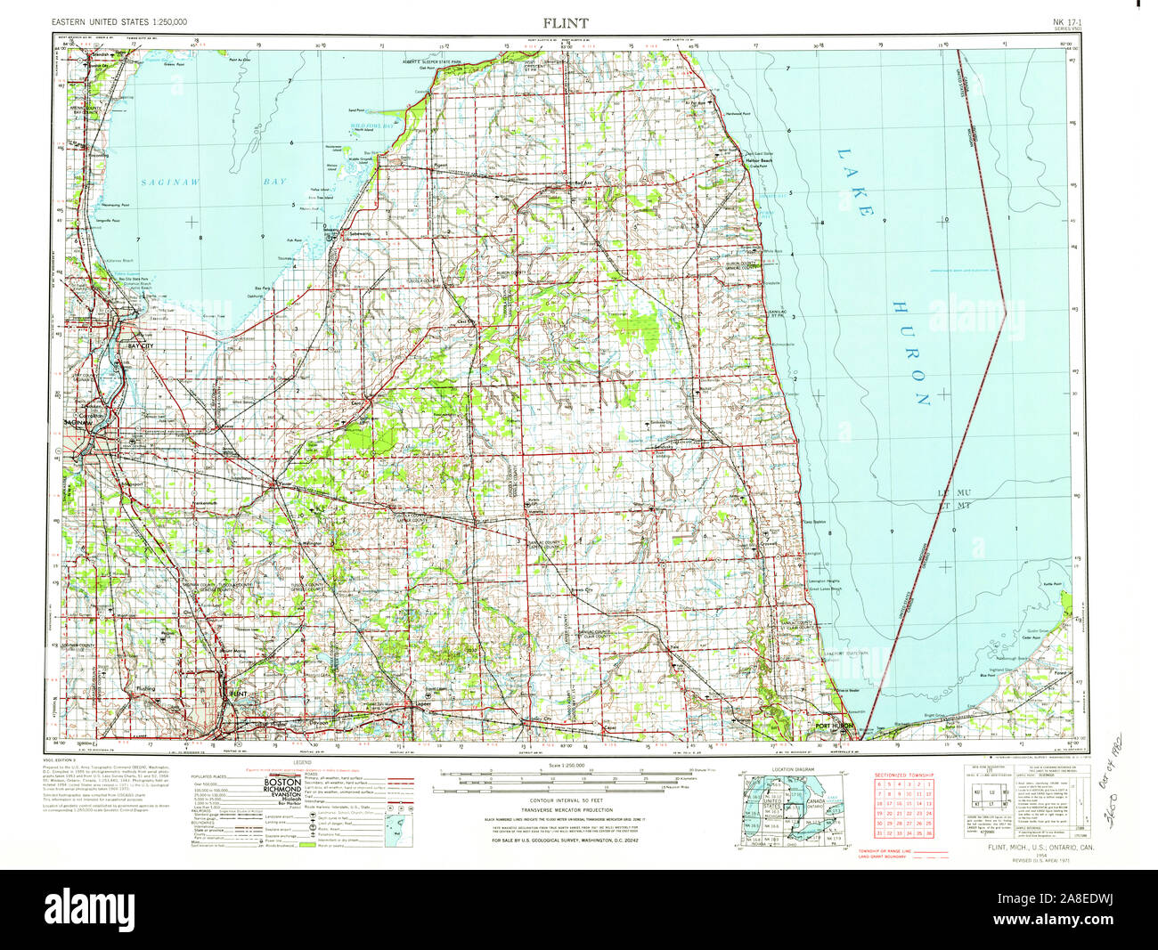 USGS TOPO Karte Michigan MI Feuerstein 278734 1954 250000 Stockfoto