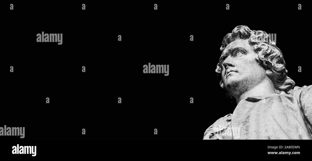 Johann Wolfgang von Goethe, der berühmten deutschen Schriftsteller. Denkmal 1904 im öffentlichen Park der Villa Borghese, Rom (mit Kopie Raum) Stockfoto