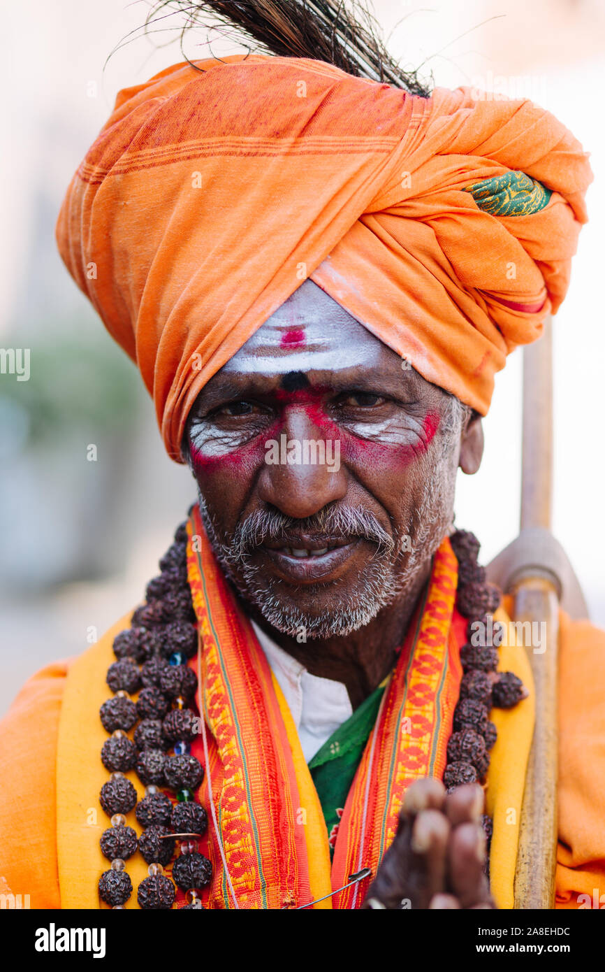 Heiliger Mann, Hampi, Indien Stockfoto