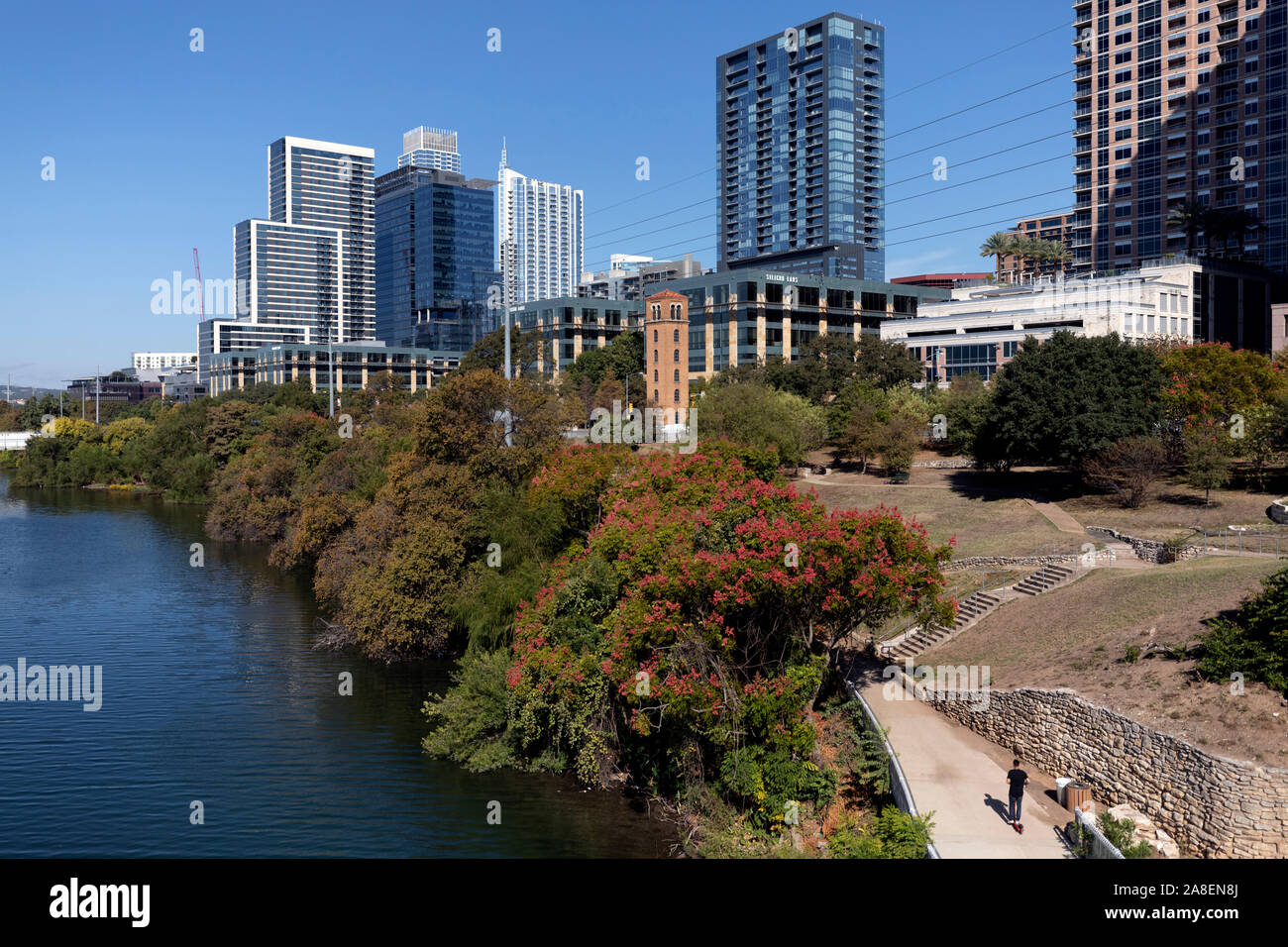 Lady Bird Lake, Skyline, Austin, Texas, USA Stockfoto