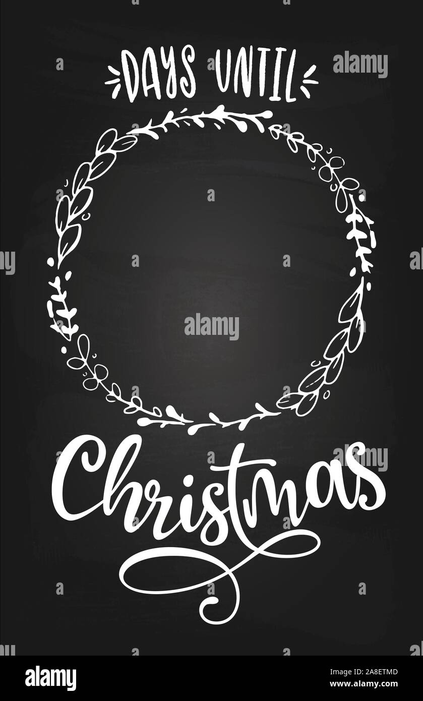 Tage bis Weihnachten. Merry Xmas Advent Countdown - Kalligraphie Phrase. Handgezeichneten Schriftzug für Weihnachten Glückwunschkarten, Einladungen. Gut für t-shirt, Stock Vektor