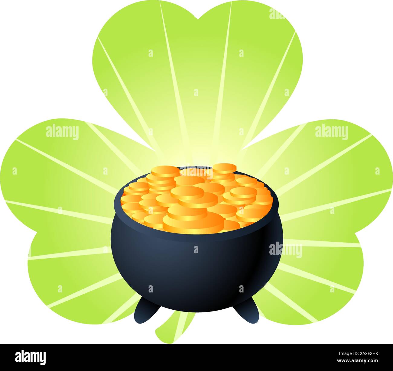 Die Saint Patrick's Day cartoon elf gold coin Pot Stock Vektor
