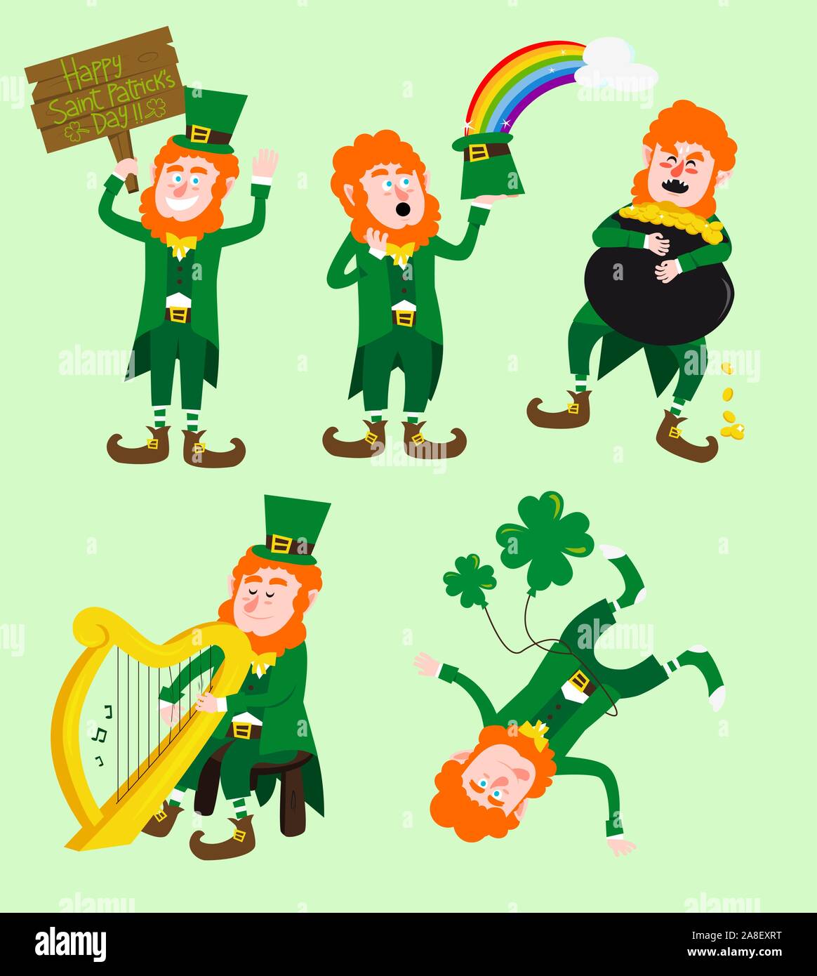 Saint Patrick's Day cartoon Elfen collection Stock Vektor