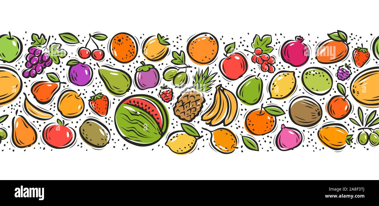 Früchte nahtloser Hintergrund. Food-Konzept. Dekorative Muster Vektor-Illustration Stock Vektor