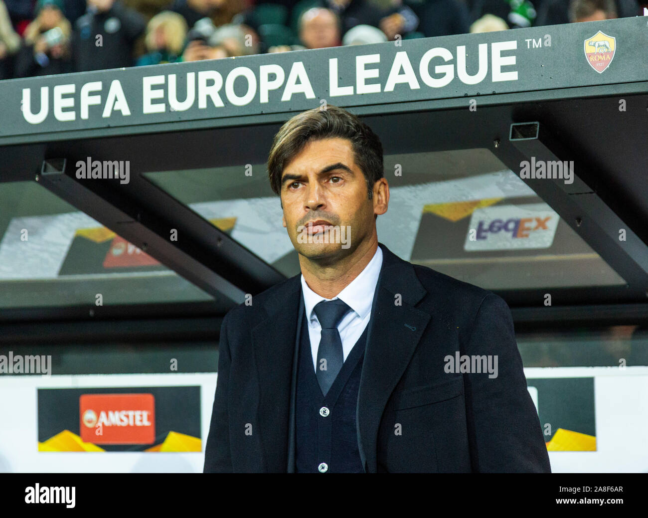 Sport, Fußball, UEFA Europa League 2019/2020, Gruppenphase, Gruppe J, Spieltag 4, Borussia Mönchengladbach vs AS Rom 2-1, Stadion Borussia Park, Head Coach Paulo Fonseca (AS) Stockfoto