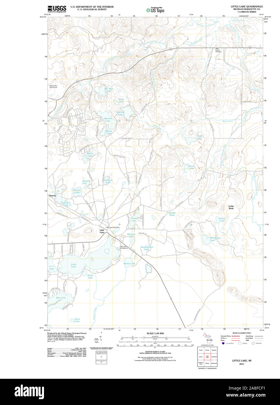 USGS TOPO Karte Michigan MI kleinen See 20111031 TM Stockfoto USGS TOPO Karte Michigan MI kleinen See 20111031 TM Stockfoto