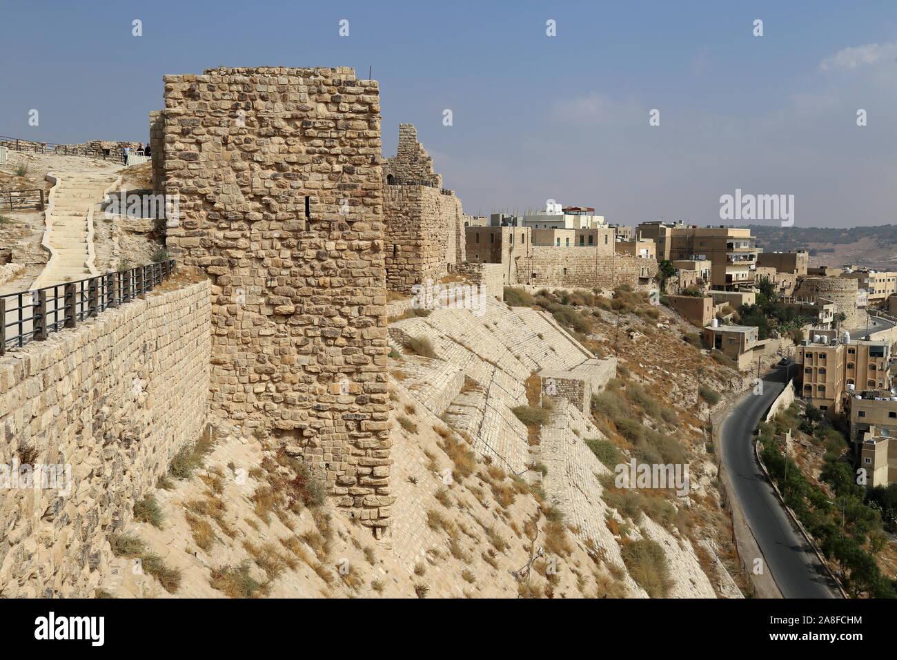 Ostwand, Burg Karak, Al Karak, Governorat Karak, Jordanien, Naher Osten Stockfoto