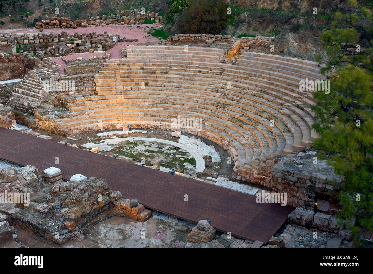 Römisches Theater - erste Jahrhundert v. Chr., Malaga, Andalusien, Spanien, Europa. Stockfoto