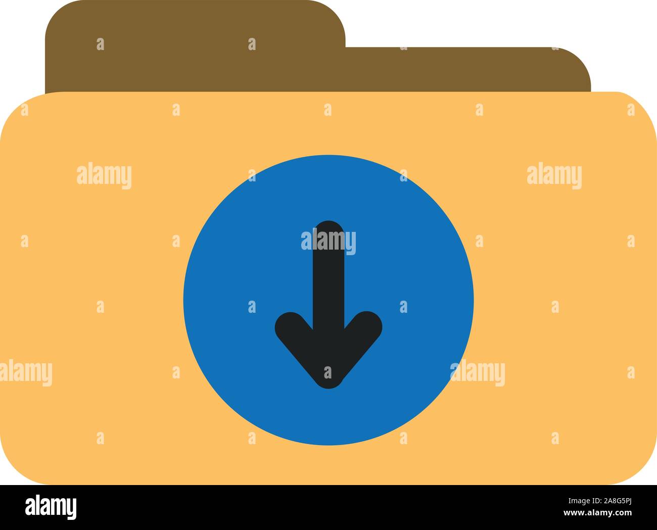 Download Ordner Symbol auf weißem Hintergrund. Flat Style. Download Folder unterzeichnen. Pixel perfekt für mobile App, Logo, Website und andere Designs. Stock Vektor