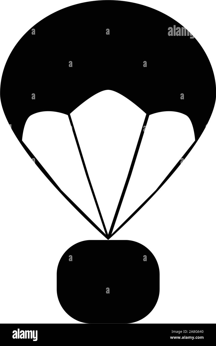 Fallschirm Symbol auf weißem Hintergrund. Flat Style. Fallschirm Symbol für Ihre Web site Design, Logo, App, UI.Lieferung Service Symbol. Geschenkbox fliegen auf Pa Stock Vektor