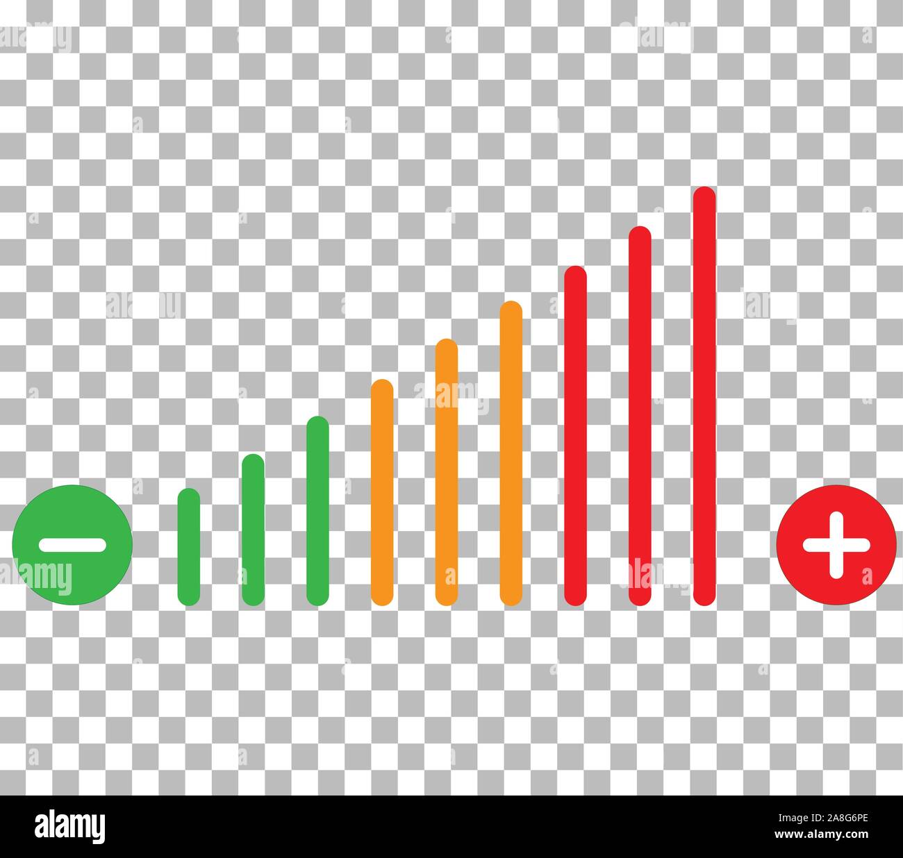 Anpassung der Lautstärke Symbol. Zum Einstellen der Lautstärke auf transparentem Hintergrund. Lautstärkeregelung Farbe unterzeichnen. Stock Vektor