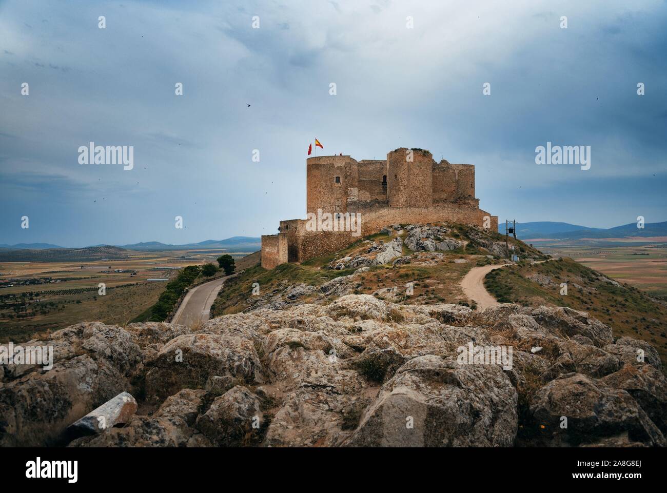 Schloss in Consuegra in der Nähe von Toledo in Spanien Stockfoto