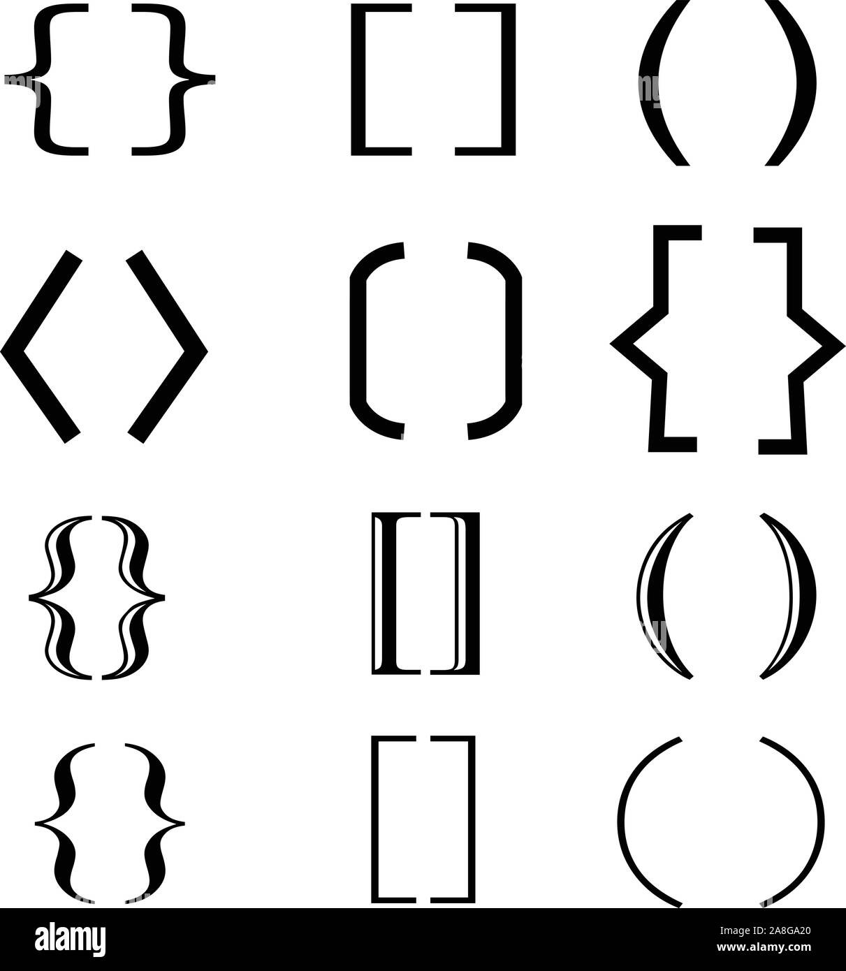 Symbol Für Geschweifte Klammer, Klammern Vektor Art Illustration  Stock-Vektorgrafik - Alamy