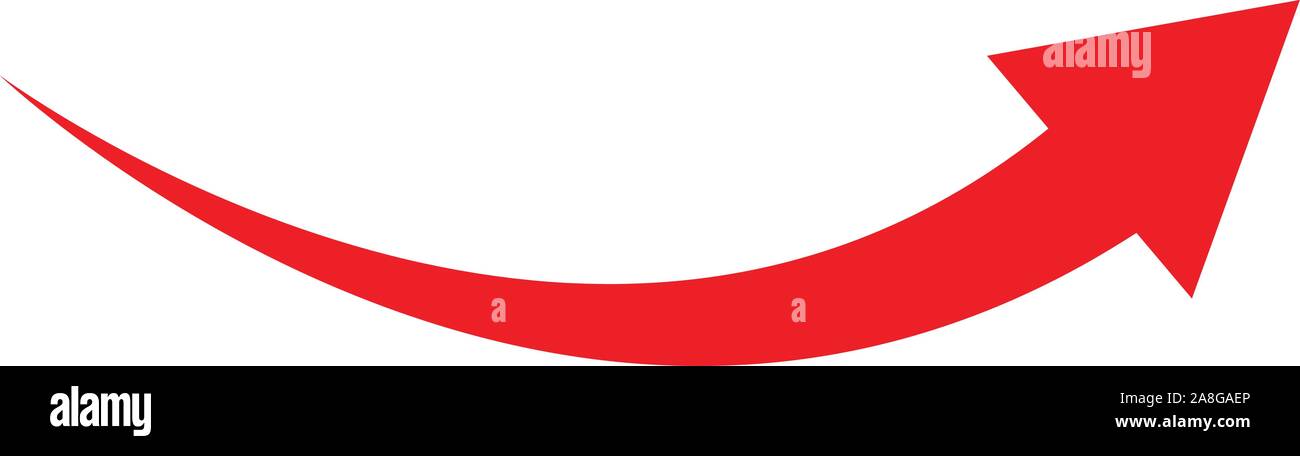 Roter Pfeil Symbol auf weißem Hintergrund. Flat Style. Pfeil Symbol für Ihre Web site Design, Logo, App, UI. Pfeil angezeigten Richtung Symbol. gebogenen Pfeil Stock Vektor