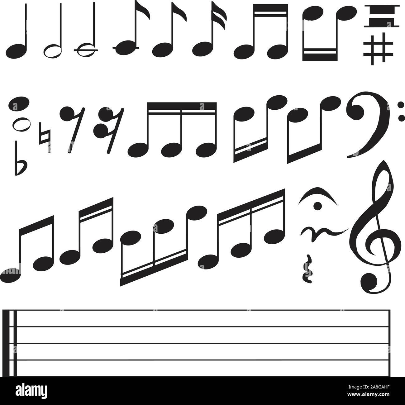 Noten Symbol auf weißem Hintergrund. Flat Style. Noten Symbol für Ihre Web site Design, Logo, App, UI. Stellen der Musik. Stock Vektor