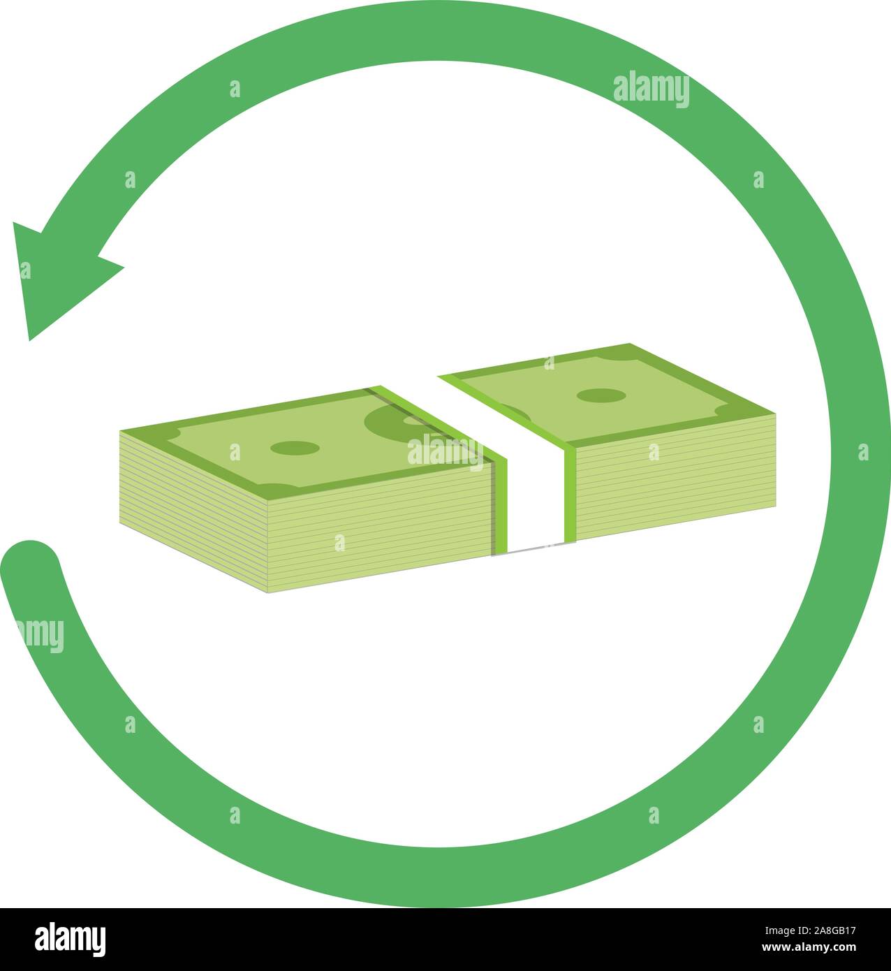 Erstattung Geld Symbol auf weißem Hintergrund. Flat Style. Erstattung Geld Symbol für Ihre Web site Design, Logo, App, UI. Erstattung unterzeichnen. Stock Vektor