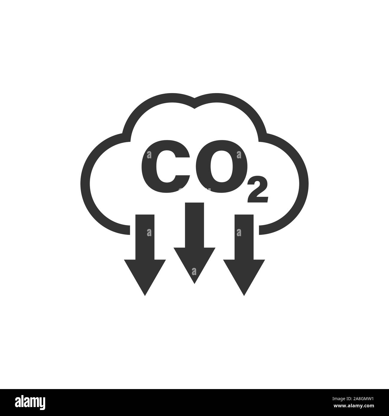 Co2-Symbol im flachen Stil. Emission Vector Illustration auf weißem Hintergrund isoliert. Zur Reduzierung der Geschäftsidee. Stock Vektor