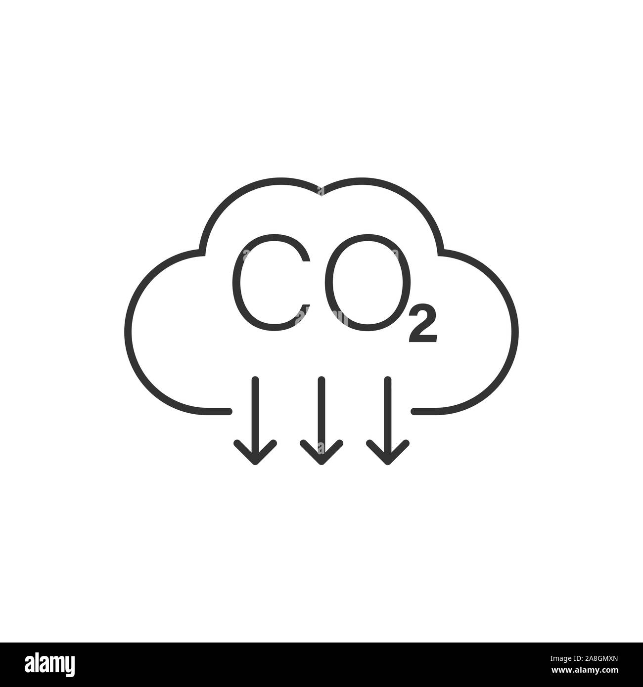 Co2-Symbol im flachen Stil. Emission Vector Illustration auf weißem Hintergrund isoliert. Zur Reduzierung der Geschäftsidee. Stock Vektor