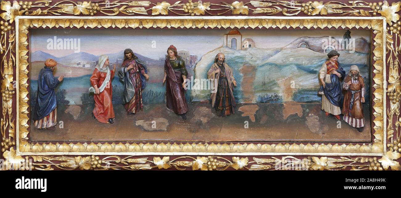 Altarbild am Altar des Heiligen Antonius der Große in der Kirche des hl. Matthäus in Stitar, Kroatien Stockfoto