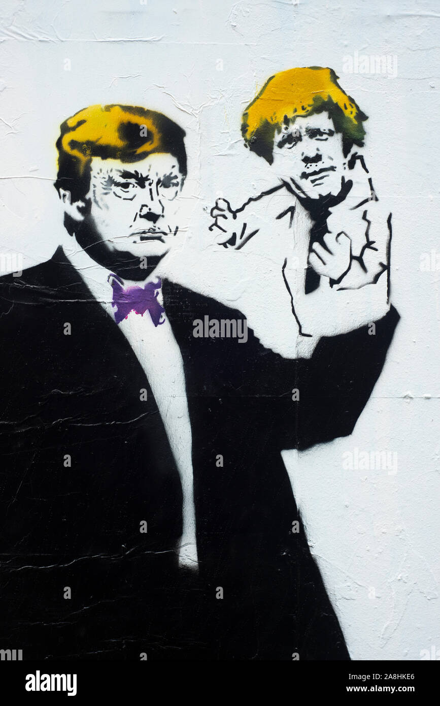 Graffiti von Donald Trump und Boris Johnson von Loretto im West End London Stockfoto