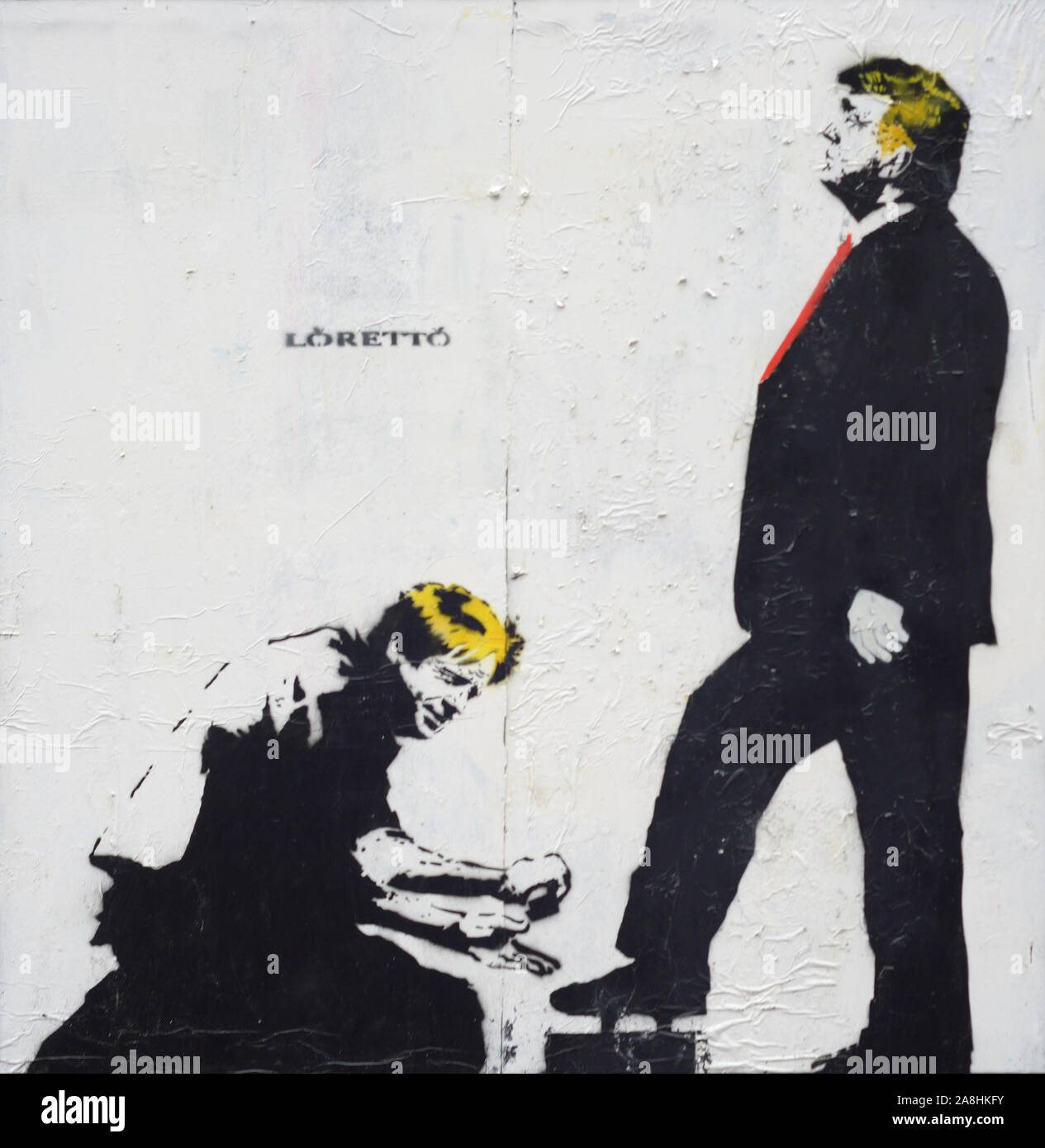 Graffiti von Donald Trump und Boris Johnson von Loretto im West End London Stockfoto