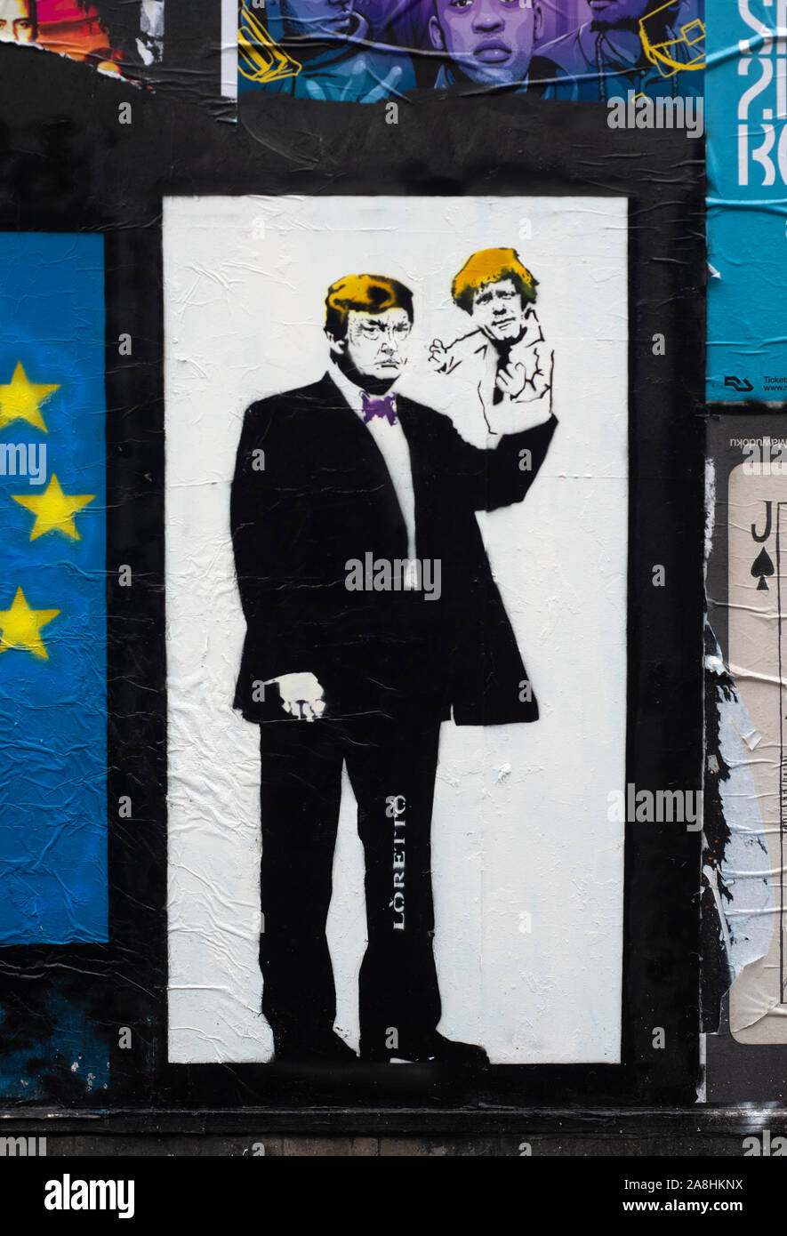 Graffiti von Donald Trump und Boris Johnson von Loretto im West End London Stockfoto