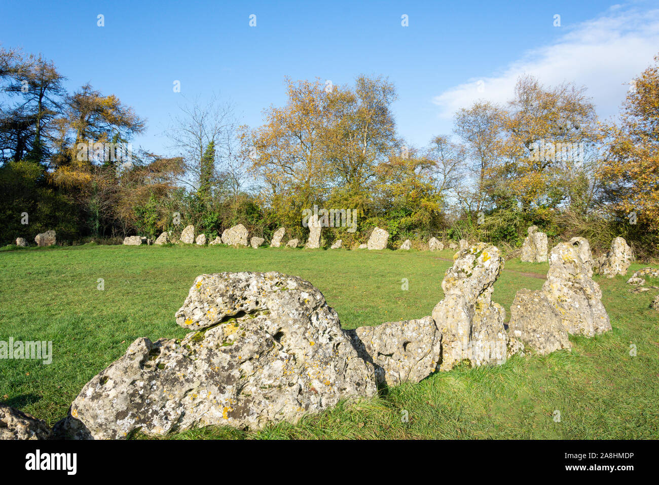 "The King's Men' Stone Circle (Der Rollright Stones), in der Nähe von Long Compton, Oxfordshire, England, Vereinigtes Königreich Stockfoto