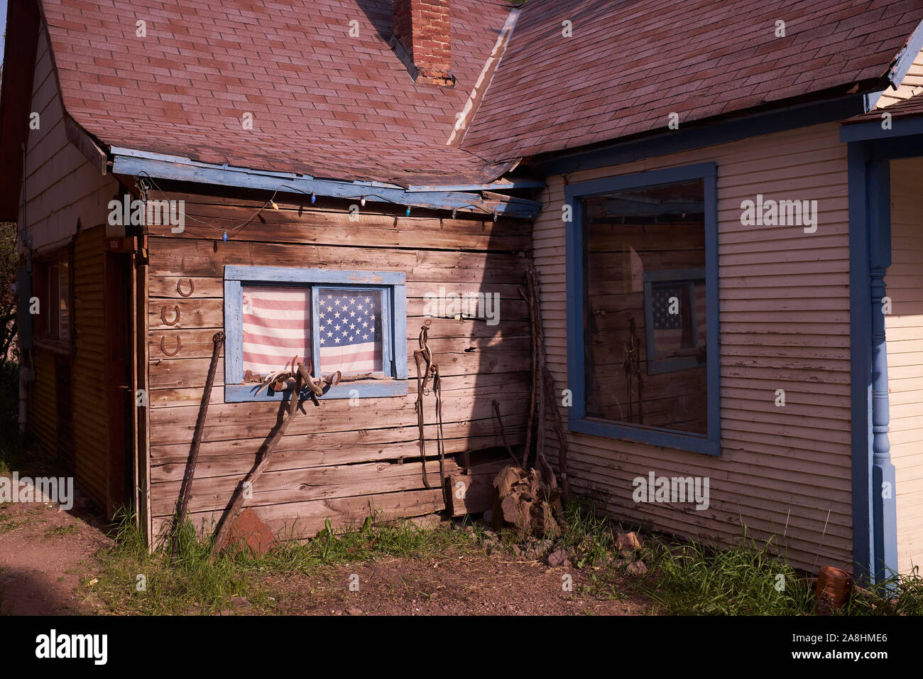 Gebäude mit Sternen und Streifen in Colorado, USA Stockfoto