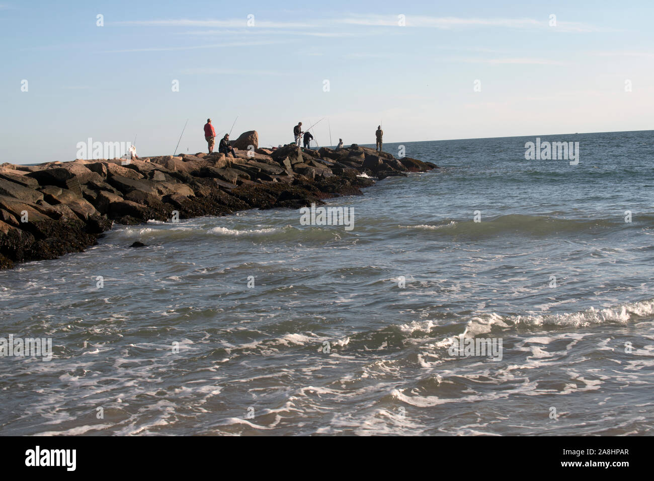 Sea Wall auf Charlestown Rhode Island Stockfoto