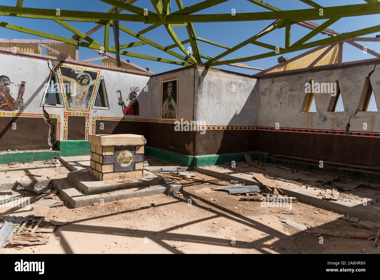 Verlassene Kirche in Kowop, Baragoi Bezirk, Samburu County, Kenia Stockfoto