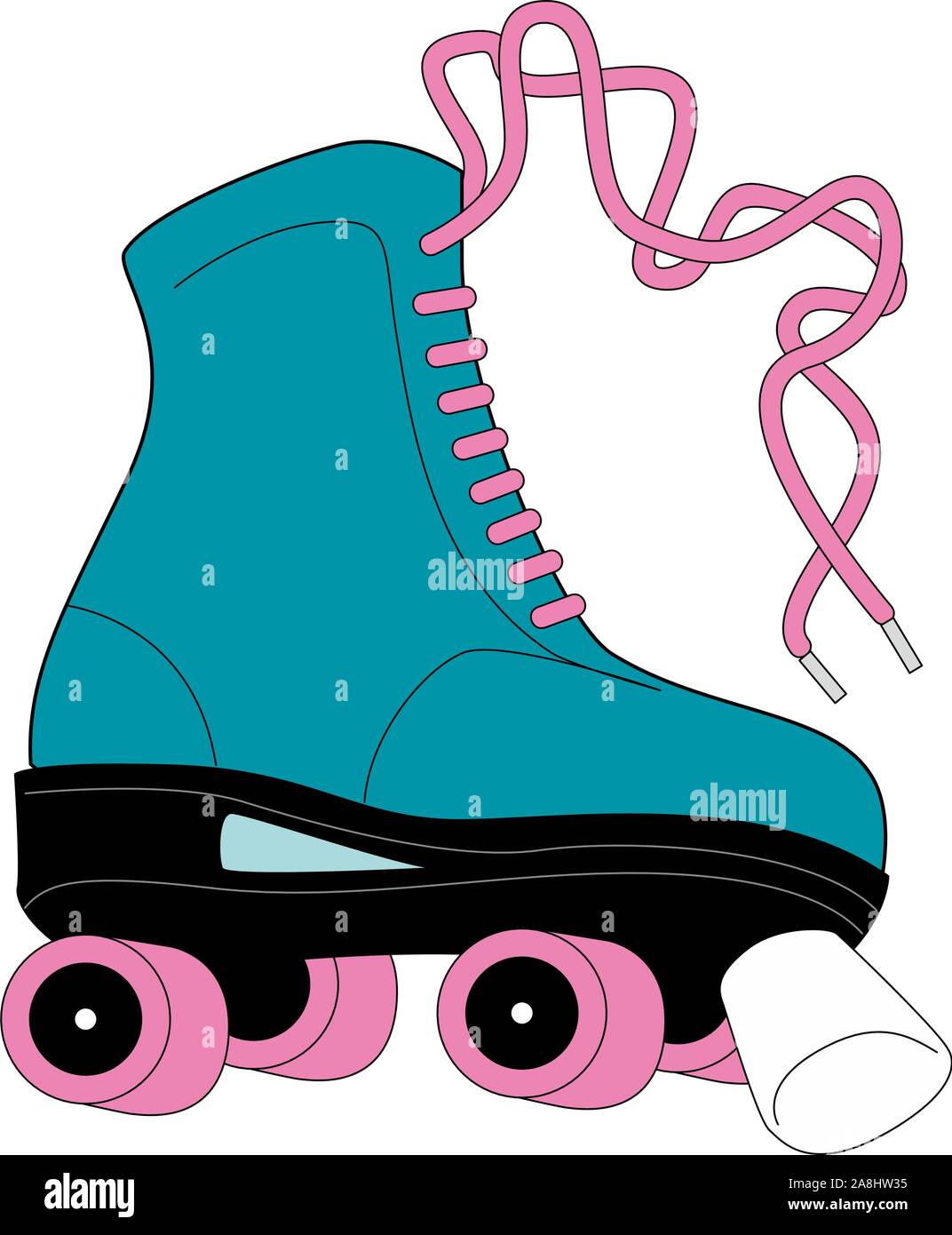 Retro quad Rollschuhe, handgezeichnete Abbildung auf weißem Hintergrund. Realistische Hand gezeichnet, Skizze stil Paar bunte Quad Skates Stock Vektor