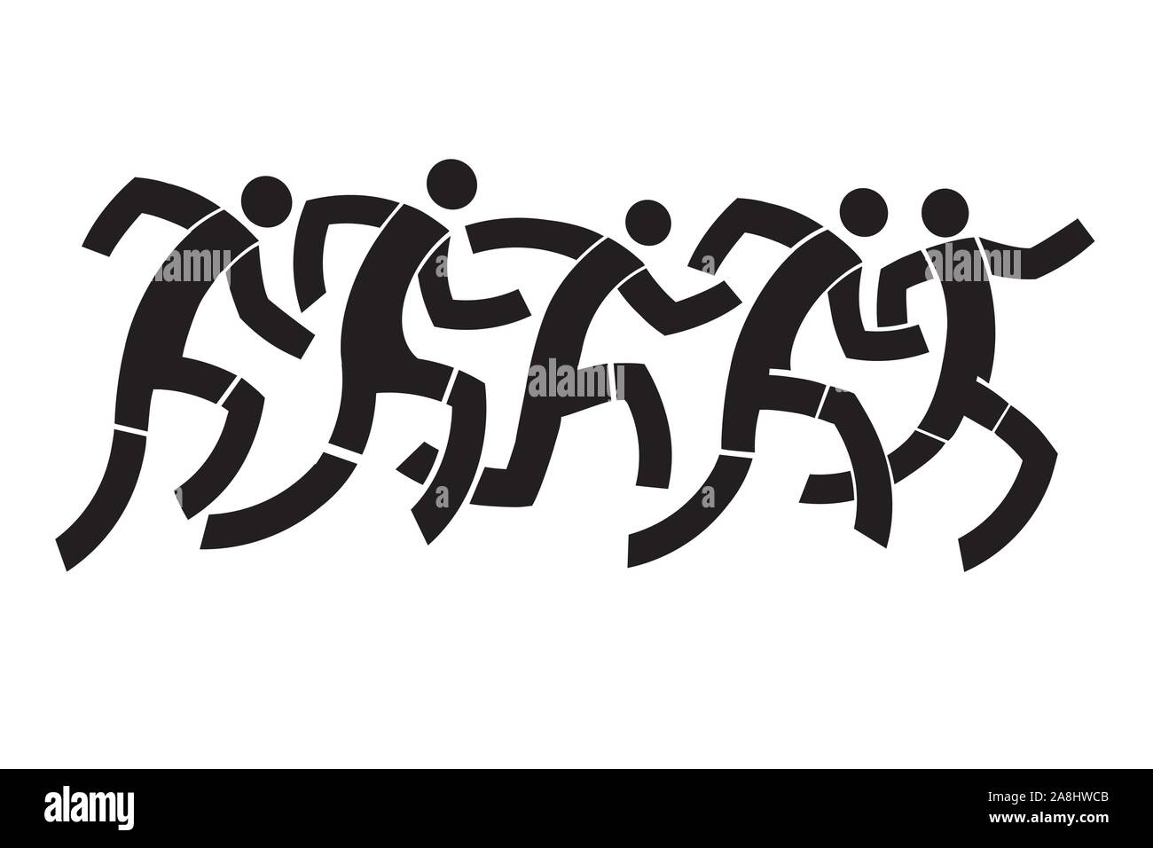 Läufer, laufende Rennen. Eine schwarze stilisierte Zeichnung der Läufer rennen. Vektor zur Verfügung. Stock Vektor