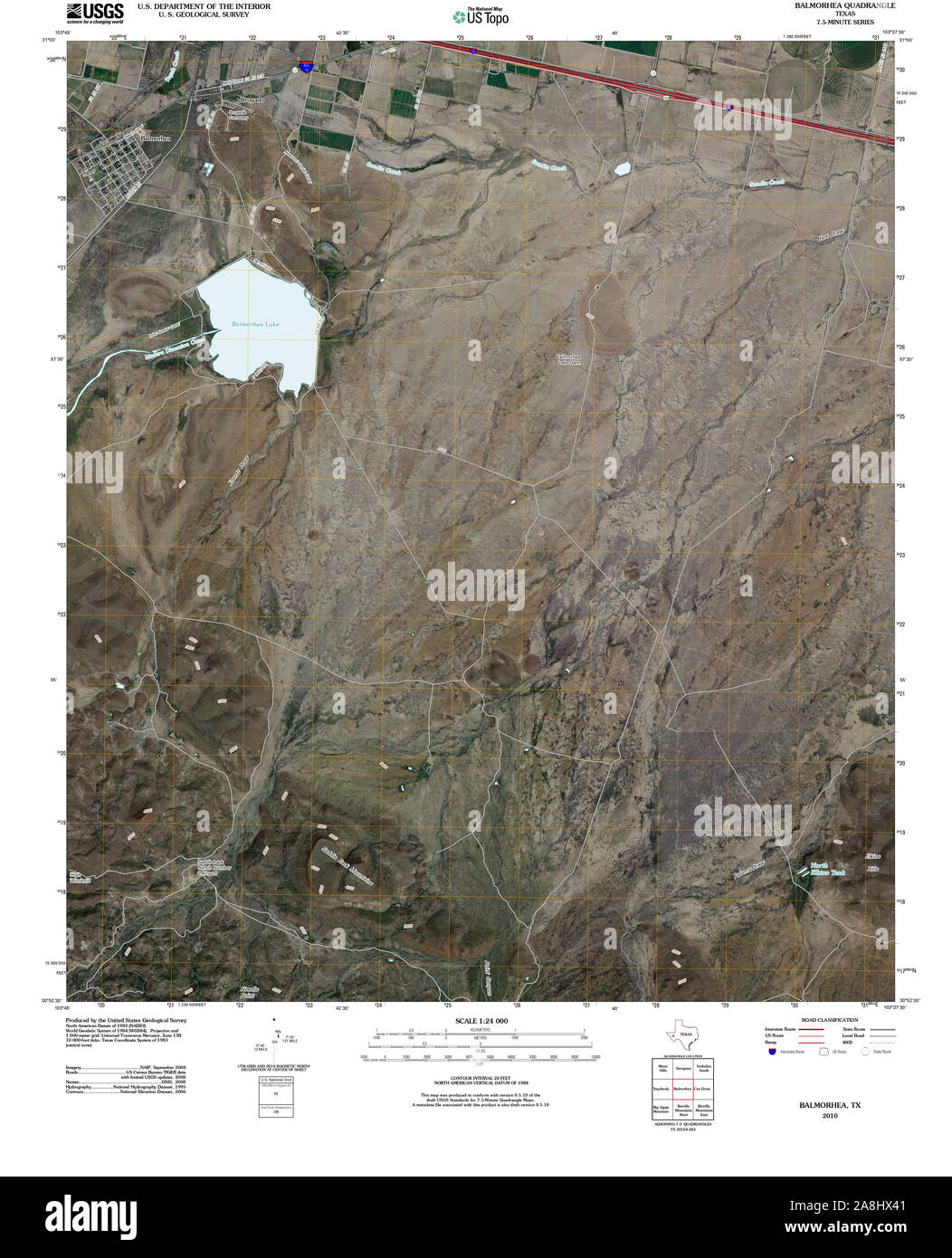 USGS TOPO Karte Texas TX Balmorhea 20100917 TM Wiederherstellung Stockfoto
