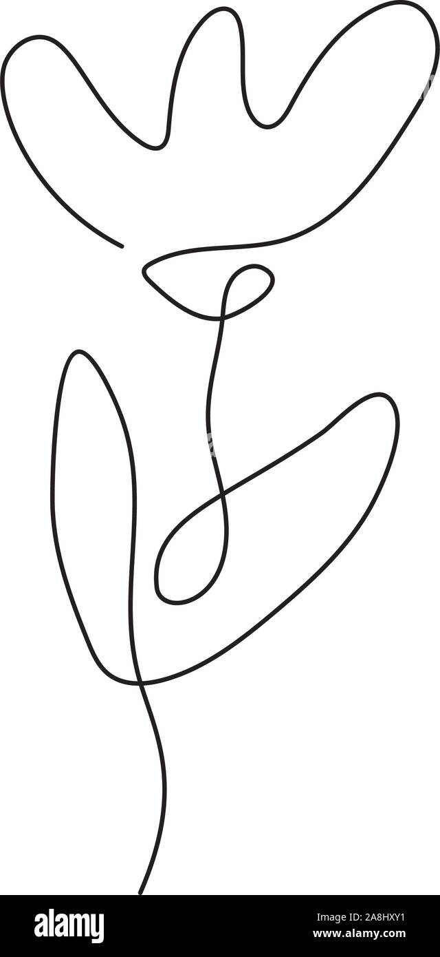 Durchgehende Linie Handzeichnung kalligrafischen Vektor Blume. Konzept logo Schönheit. Monoline-versicherer spring Floral Design Element im minimalistischen Stil. Valentinstag Liebe Stock Vektor