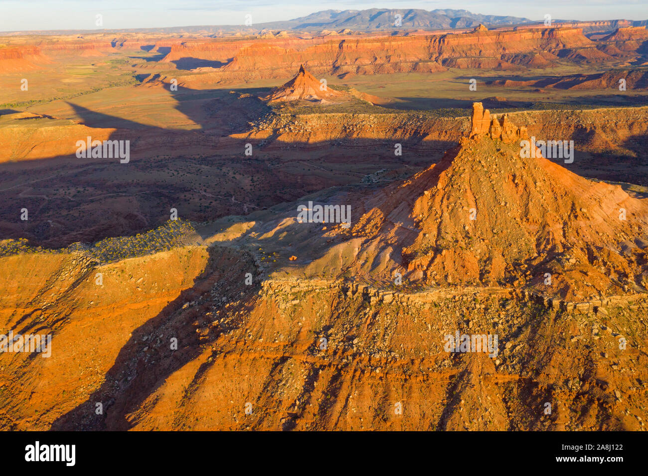 6-shooter Peaks bei Sonnenuntergang, Bären Easr National Monument, Utah, in der Nähe von Canyonlands National Park Stockfoto