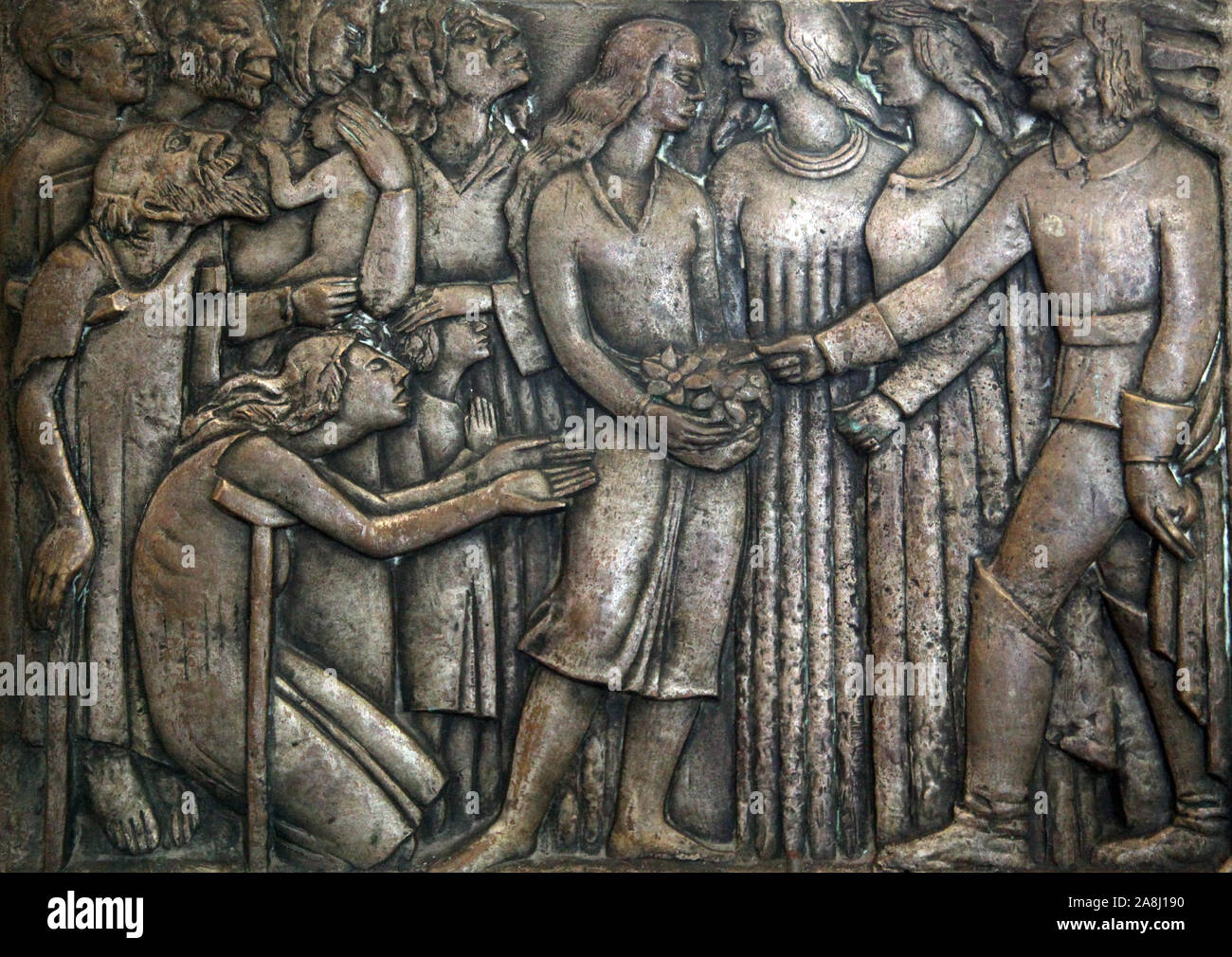 Die Türen der Kirche St. Maria, aus dem Leben des Seligen Osanna von Cattaro in Kotor, Montenegro Stockfoto