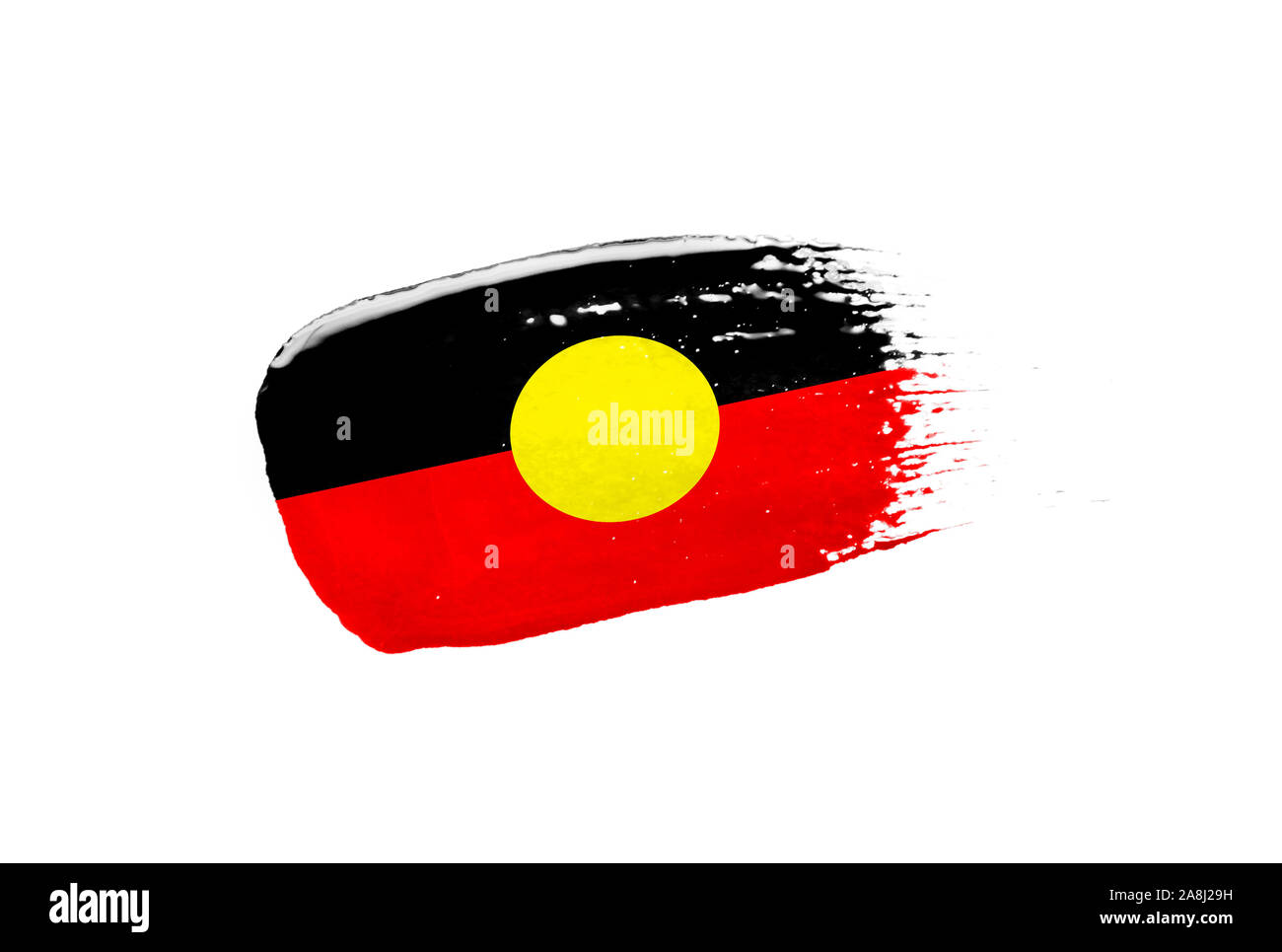 Gemalt Australian Aboriginal Flagge. Hand-Stil Stockfoto