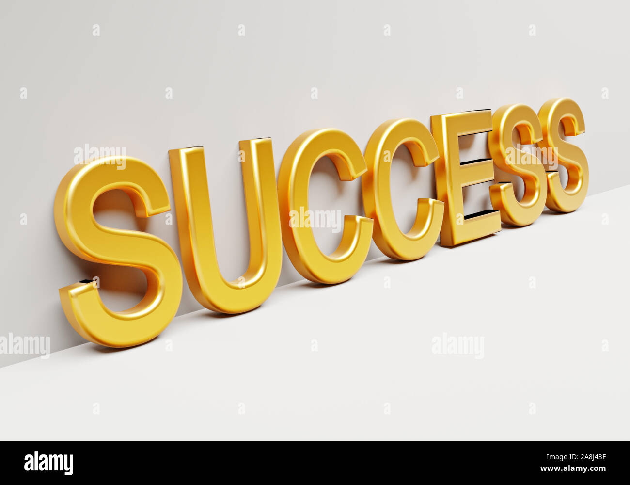Gelbe Wort Erfolg auf weißem Hintergrund. Geschäftskonzept. 3D-Rendering Stockfoto