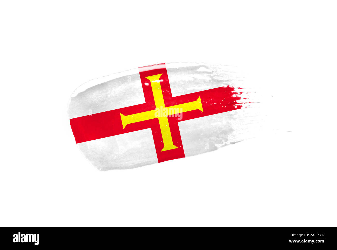 Gemalt Guernsey Flagge. Hand-Stil Stockfoto