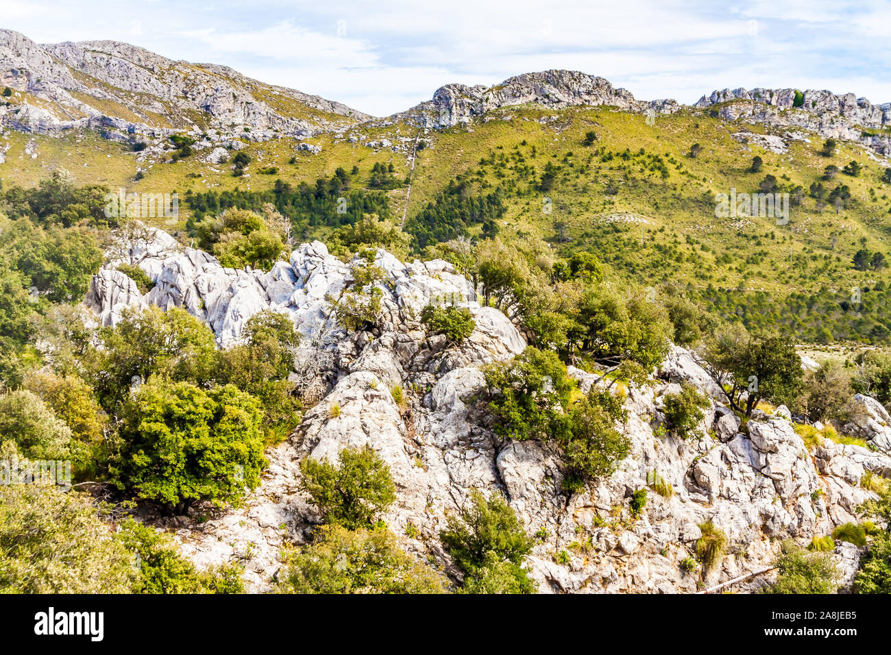 Die Landschaft der Serra Tramuntana auf der Insel Mallorca Stockfoto